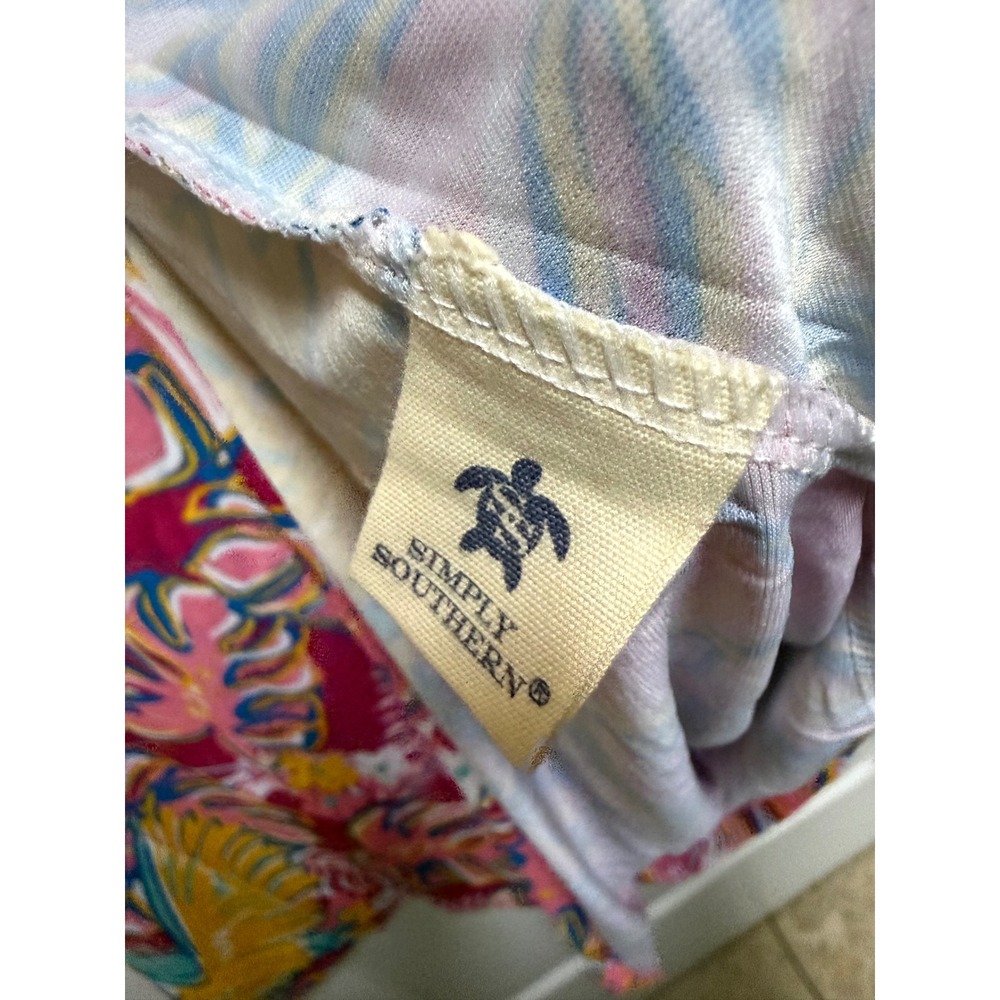 Simply Southern Tropical Parrot Dress Small Pink Palm Leaf Sharkbite Pockets NWT - Picture 9 of 10